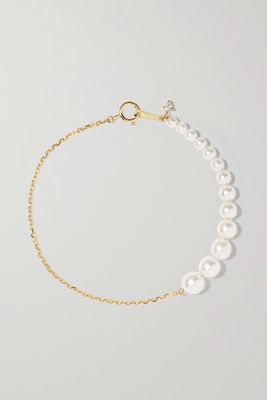 Mizuki - 14-karat Gold, Pearl And Diamond Bracelet - one size