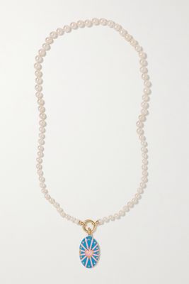 Storrow - 14-karat Gold, Enamel, Pearl And Opal Necklace - one size