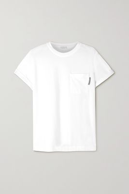 Brunello Cucinelli - Bead-embellished Stretch-cotton Jersey T-shirt - White