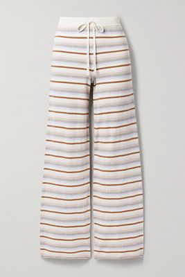 Skin - Mindi Striped Cotton And Cashmere-blend Track Pants - Cream