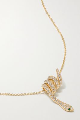 Ileana Makri - Curled Snake 18-karat Gold, Diamond And Tsavorite Necklace - one size