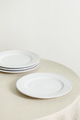 Soho Home - Hillcrest Set Of Four 28cm Glazed Stoneware Dinner Plates - White