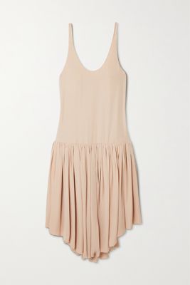 Khaite - Odette Asymmetric Pleated Silk-georgette Dress - Pink
