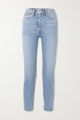 RE/DONE - 90s Comfort Stretch High-rise Ankle Crop Skinny Jeans - Blue