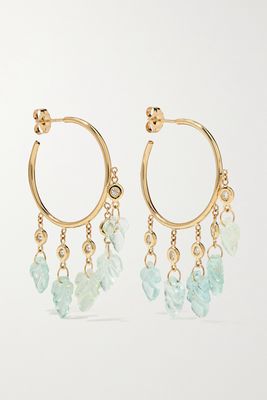 Jacquie Aiche - 14-karat Gold, Aquamarine And Diamond Hoop Earrings - one size
