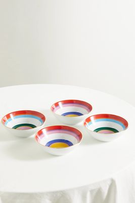 La DoubleJ - Set Of Four Gold-plated Porcelain Gelato Bowls - Red
