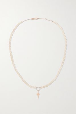 Diane Kordas - 14-karat Rose Gold, Pearl And Diamond Necklace - one size