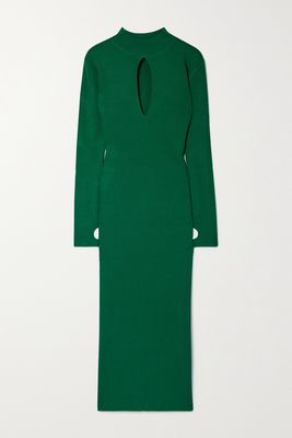 Monse - Cutout Ribbed-knit Midi Dress - Green