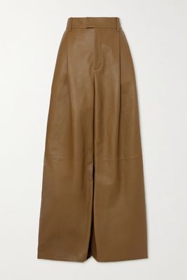 Bottega Veneta - Leather Wide-leg Pants - Neutrals