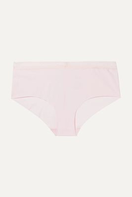 SIX - Josephine Leavers Lace-trimmed Stretch-jersey Briefs - Pink