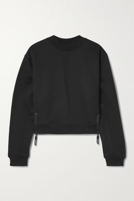 AARMY - Love Cropped Zip-detailed Cotton-jersey Sweatshirt - Black