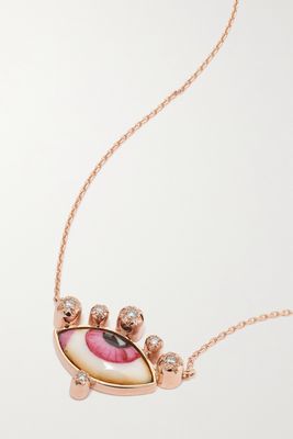 Lito - Russe Petite Pink 14-karat Rose Gold, Enamel And Diamond Necklace - one size