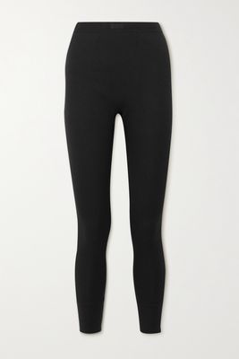Skims - Thermal Ribbed Cotton-blend Leggings - Soot