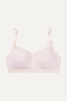 SIX - Josephine Leavers Lace-trimmed Stretch-jersey Soft-cup Nursing Bra - Pink