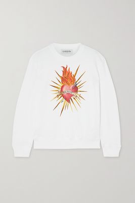 Lanvin - Crystal-embellished Embroidered Printed Cotton-jersey Sweatshirt - White