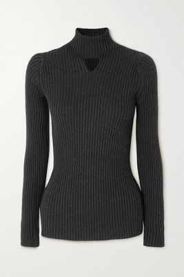 Bottega Veneta - Cutout Ribbed Wool-blend Sweater - Gray