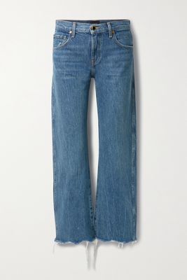 Khaite - Kerrie Frayed Mid-rise Straight-leg Jeans - Blue