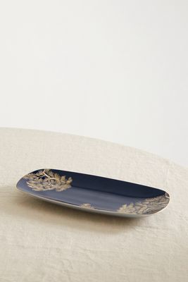 L'Objet - Zen Bonsai 30cm Medium Gold-plated Porcelain Tray - Blue