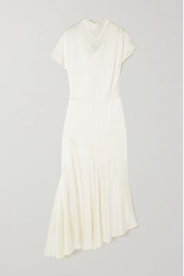 ANNA QUAN - Celine Asymmetric Hammered-satin Dress - White