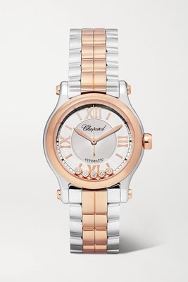 Chopard - Happy Sport Automatic 30mm 18-karat Rose Gold, Stainless Steel And Diamond Watch - Silver