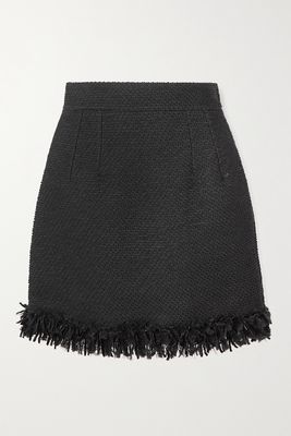 Dolce & Gabbana - Embellished Fringed Cloqué Mini Skirt - Black