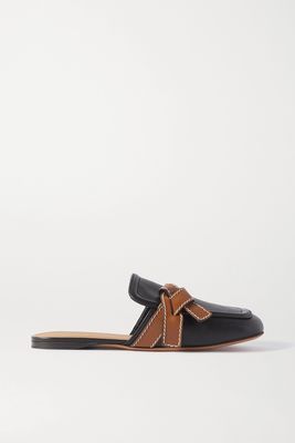 Loewe - Gate Topstitched Two-tone Leather Loafers - Black