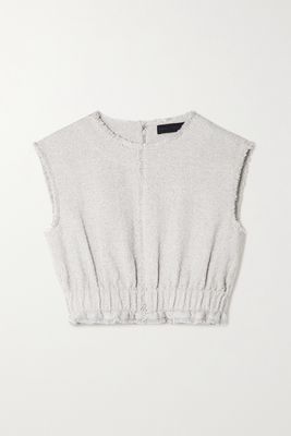 Proenza Schouler - Cropped Cotton-blend Tweed Top - Gray