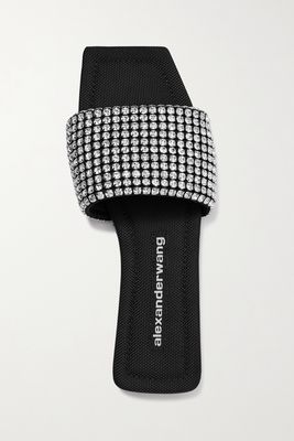Alexander Wang - Anya Crystal-embellished Leather Slides - Black