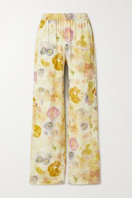 MCQ - Grow Up Floral-print Silk Crepe De Chine Wide-leg Pants - Yellow