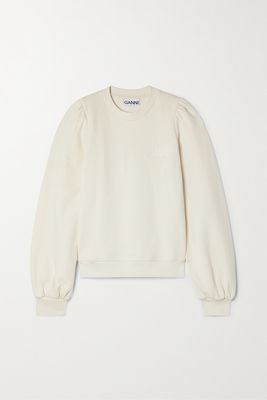 GANNI - Software Isoli Embroidered Organic Cotton-blend Jersey Sweatshirt - Ecru