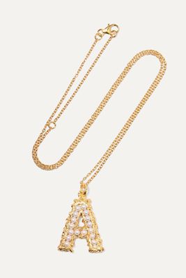 Pacharee - Alphabet Gold-plated Pearl Necklace - T