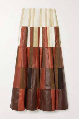 Gabriela Hearst - Mayita Patchwork Suede And Leather Skirt - Red