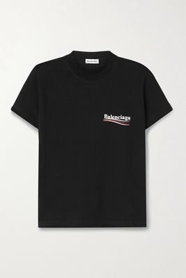 Balenciaga - Printed Cotton-jersey T-shirt - Black