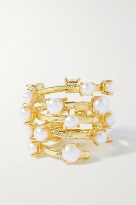 Cult Gaia - Perla Gold-tone Pearl Ring - White