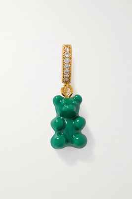 Crystal Haze - Nostalgia Bear Gold-plated, Resin And Cubic Zirconia Pendant - Green