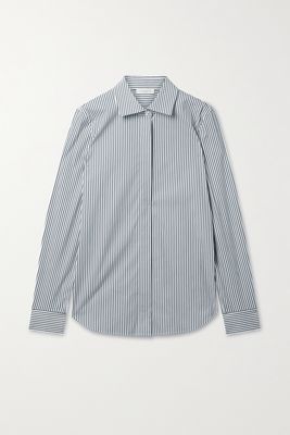Lafayette148 - Hayward Striped Cotton-blend Poplin Shirt - Blue