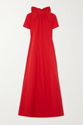STAUD - Ilana Cotton-blend Faille Maxi Dress - Red
