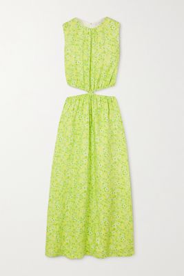 Faithfull The Brand - Las Flores Cutout Floral-print Linen Maxi Dress - Green