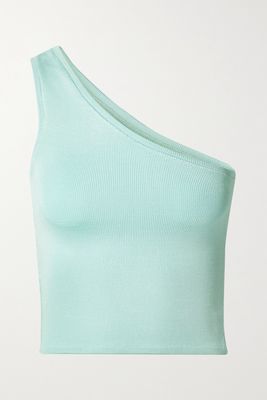 Calle Del Mar - Cropped One-shoulder Stretch-knit Top - Blue