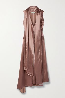 Fendi - Asymmetric Draped Satin Dress - Brown