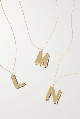 Charms Company - Initials 14-karat Gold Sapphire Necklace - U