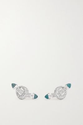 Ananya - 18-karat White Gold, Diamond And Crystal Quartz Earrings - one size