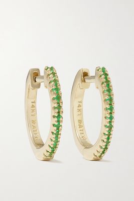 Mateo - 14-karat Gold Emerald Hoop Earrings - one size
