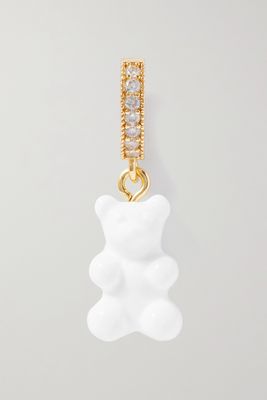 Crystal Haze - Nostalgia Bear Gold-plated, Resin And Cubic Zirconia Pendant - White