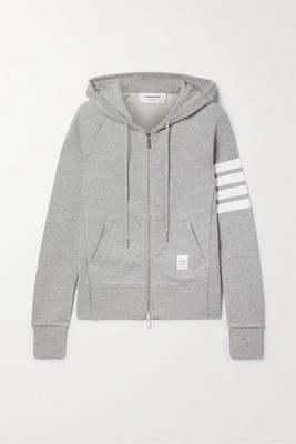 Thom Browne - Striped Cotton-jersey Hoodie - Gray