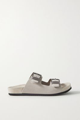 Brunello Cucinelli - Bead-embellished Suede Sandals - Off-white