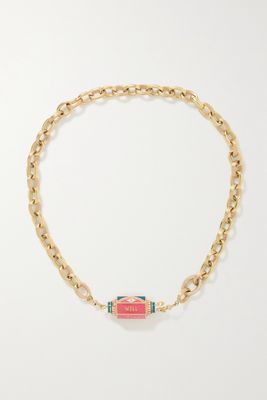 Marie Lichtenberg - Eye Will 14- And 9-karat Gold, Enamel, Diamond And Pearl Necklace - one size