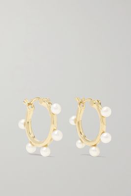 Mateo - 14-karat Gold Pearl Hoop Earrings - one size