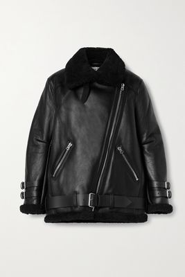 Acne Studios - Leather-trimmed Shearling Jacket - Black