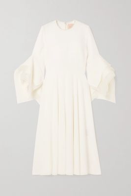 Roksanda - Ayres Silk Organza-trimmed Crepe Midi Dress - Ivory